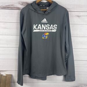 ADIDAS Kansas Jayhawks Gray Pullover Hoodie Lightweight Women's Large‎